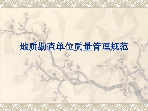 地质勘查单位质量管理规范