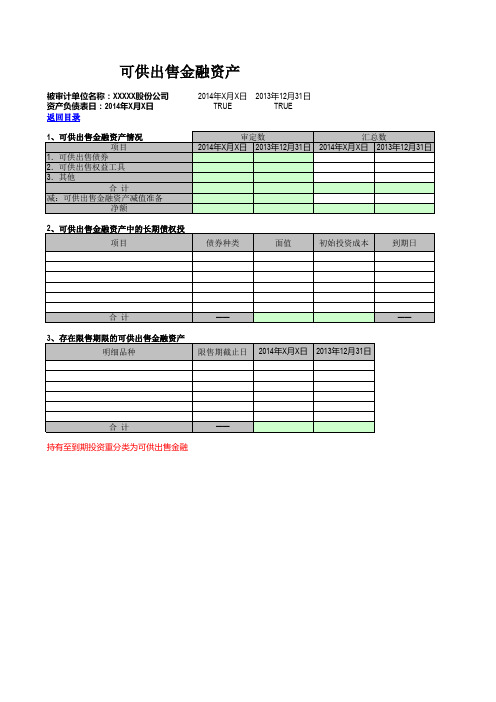 合并财务报表试算平衡表及附注(IPO)-可供出售金融资产