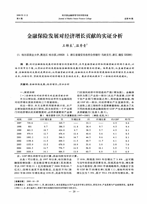 金融保险发展对经济增长贡献的实证分析