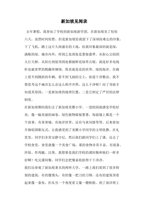 新加坡见闻录