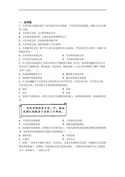新中考九年级历史上第一单元古代亚非文明一模试卷含答案(1)