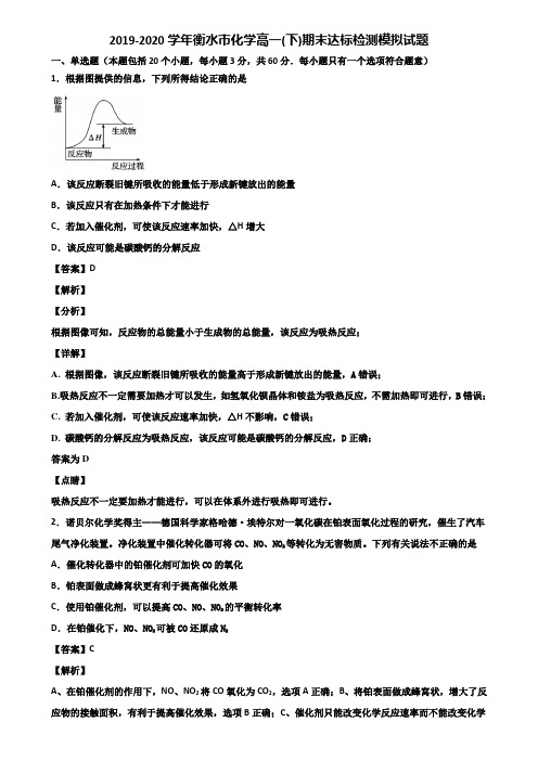 2019-2020学年衡水市化学高一(下)期末达标检测模拟试题含解析