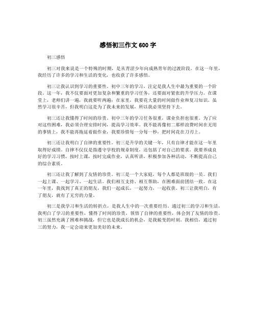 感悟初三作文600字