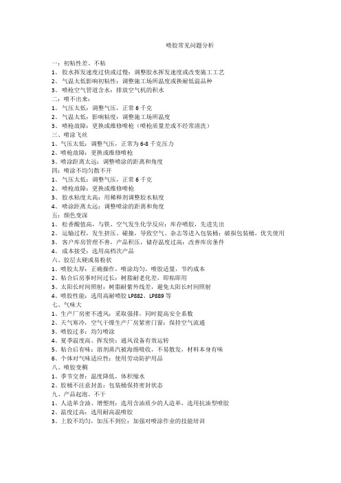 喷胶常见问题分析