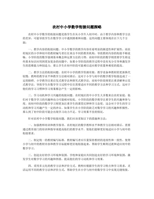 农村中小学数学衔接问题探略