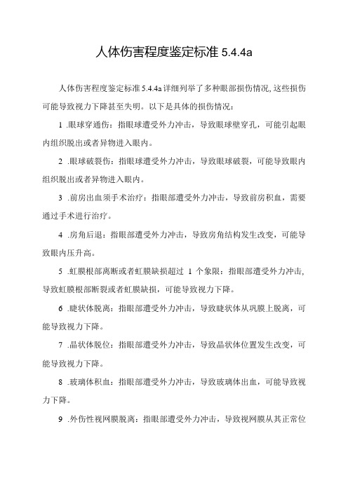 人体伤害程度鉴定标准5.4.4a