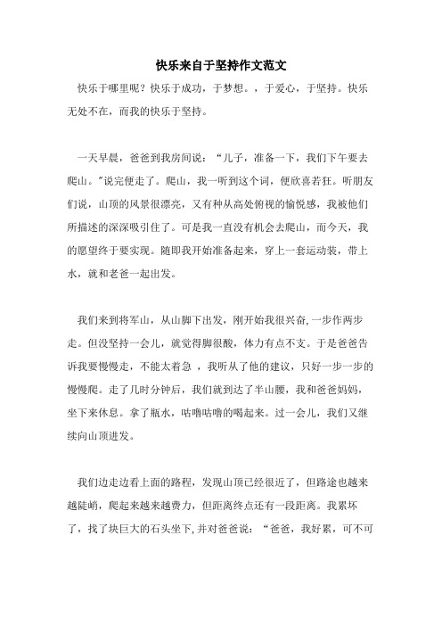 快乐来自于坚持作文范文