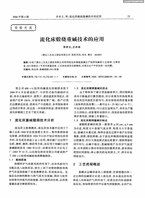 流化床煅烧重碱技术的应用
