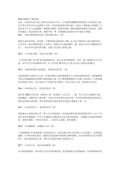 悬疑推理迷们必读的50部经典推理小说