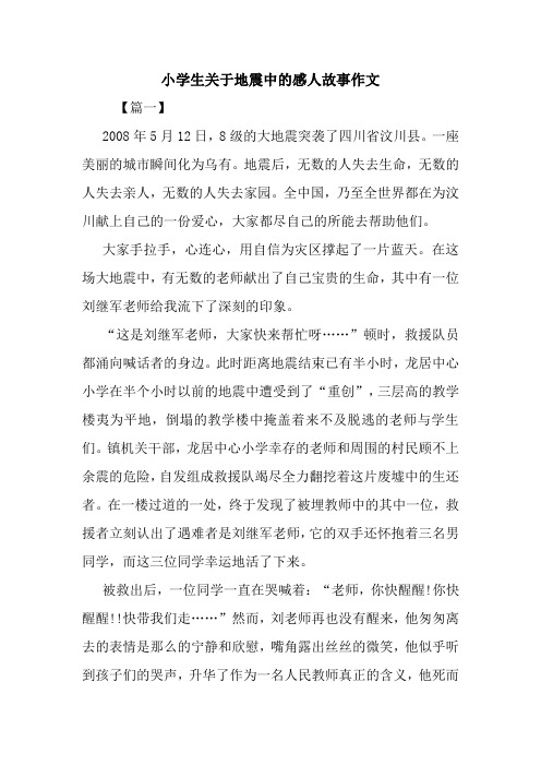 最新小学生关于地震中的感人故事作文