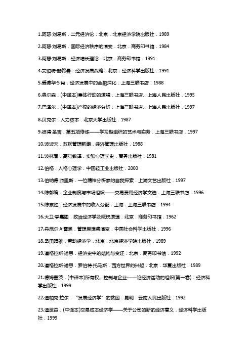 经济学必读100本书