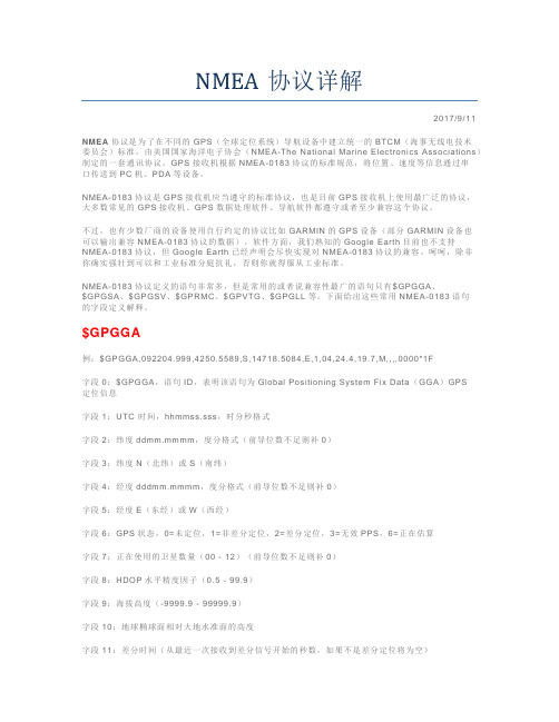 NMEA协议详解