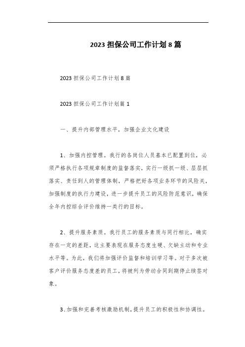 2023担保公司工作计划8篇