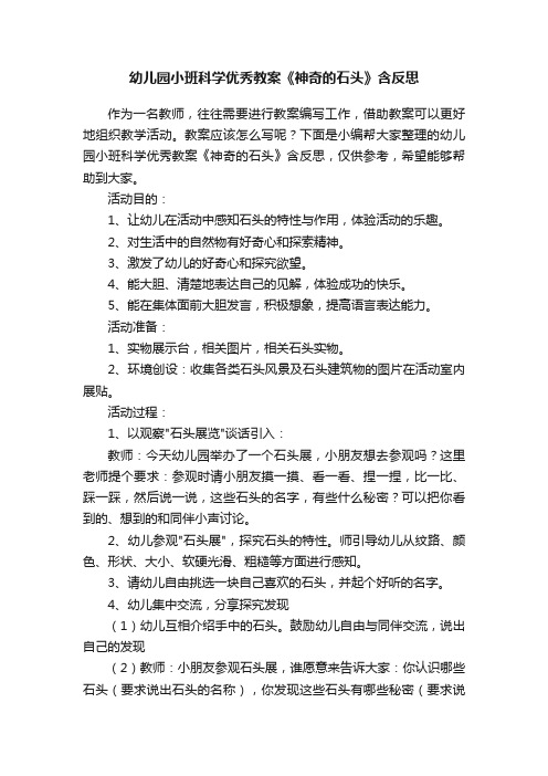 幼儿园小班科学优秀教案《神奇的石头》含反思