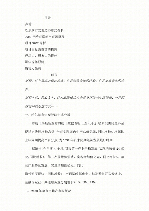 哈尔滨新湖别墅策划方案