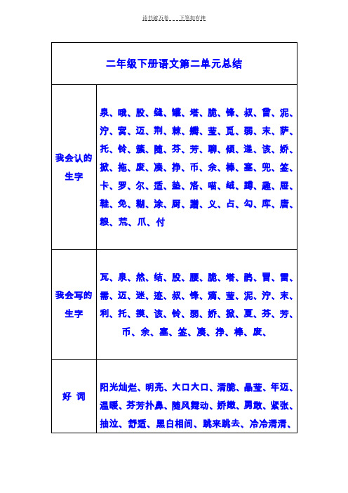 二年级下册语文第二单元总结