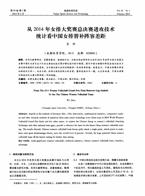 从2014年女排大奖赛总决赛进攻技术统计看中国女排替补阵容差距