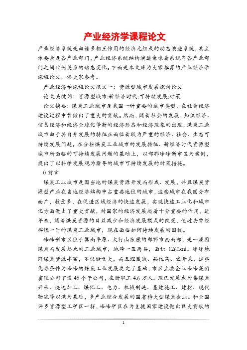 产业经济学课程论文