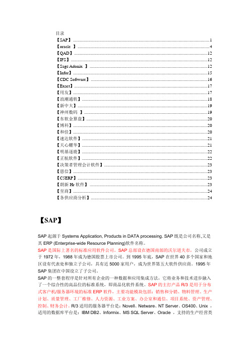 国内国际erp供应商简介