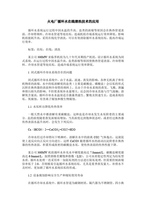火电厂循环水在线清洗技术的应用