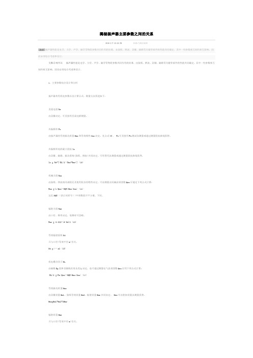 揭秘扬声器主要参数之间的关系