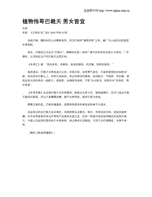 植物伟哥巴戟天男女皆宜
