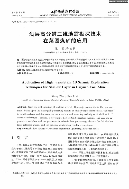 浅层高分辨三维地震勘探技术在菜园煤矿的应用