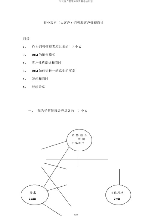 对大客户管理方案资料总结计划