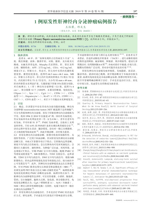 1例原发性肝神经内分泌肿瘤病例报告