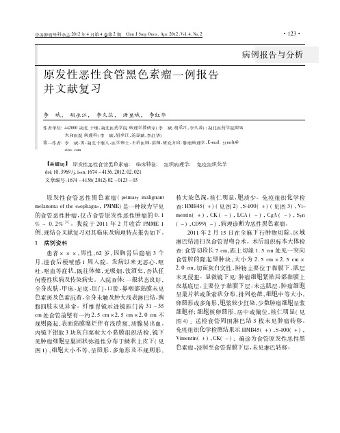 原发性恶性食管黑色素瘤一例报告并文献复习