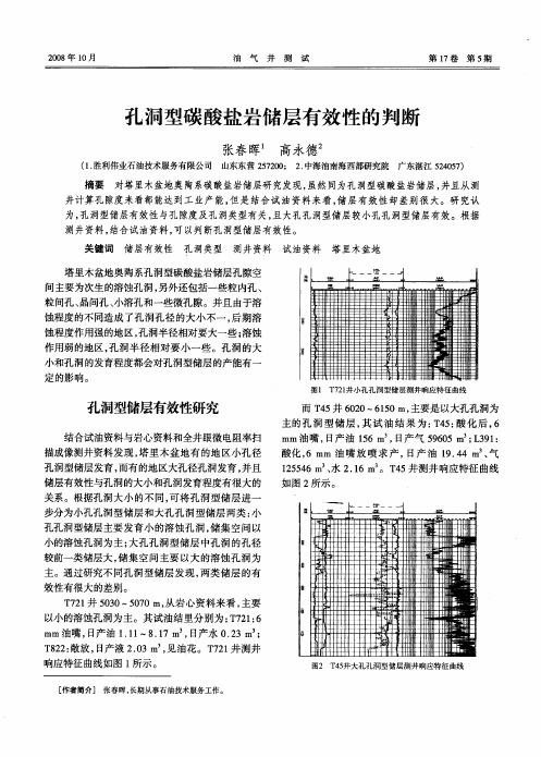 孔洞型碳酸盐岩储层有效性的判断