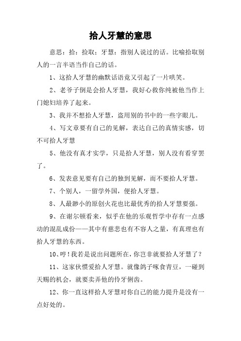 拾人牙慧的意思