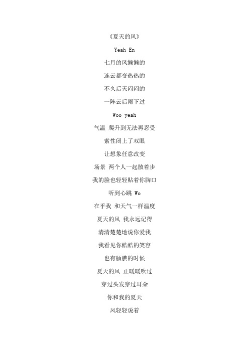 《夏天的风》歌词