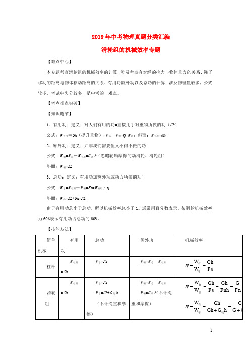 2019年中考物理真题分类汇编全集  滑轮组的机械效率专题
