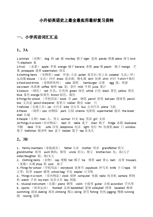 (精选)小升初英语复习大全