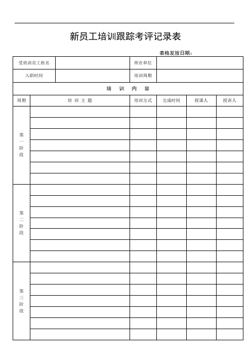 新员工入职培训跟踪记录表