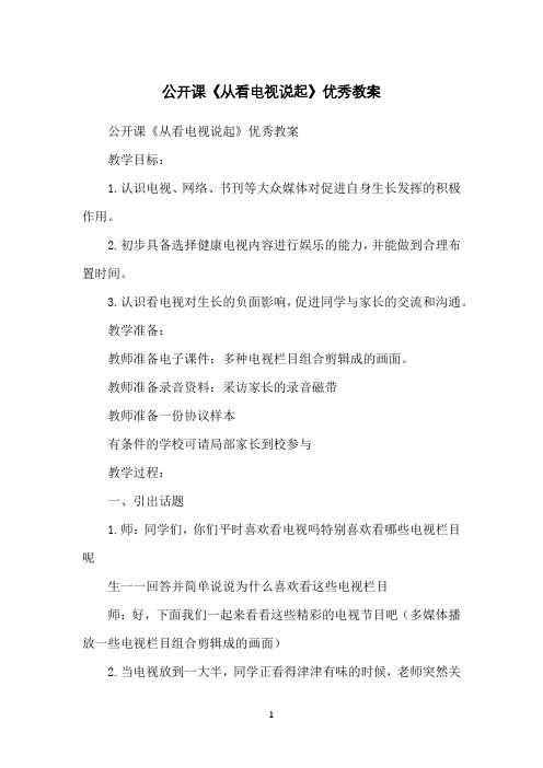 公开课《从看电视说起》优秀教案