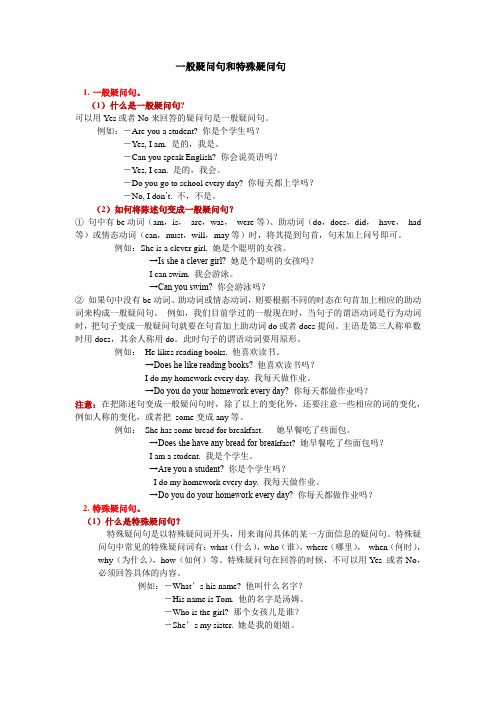 英语一般疑问句和特殊疑问句语法讲解教案+巩固习题