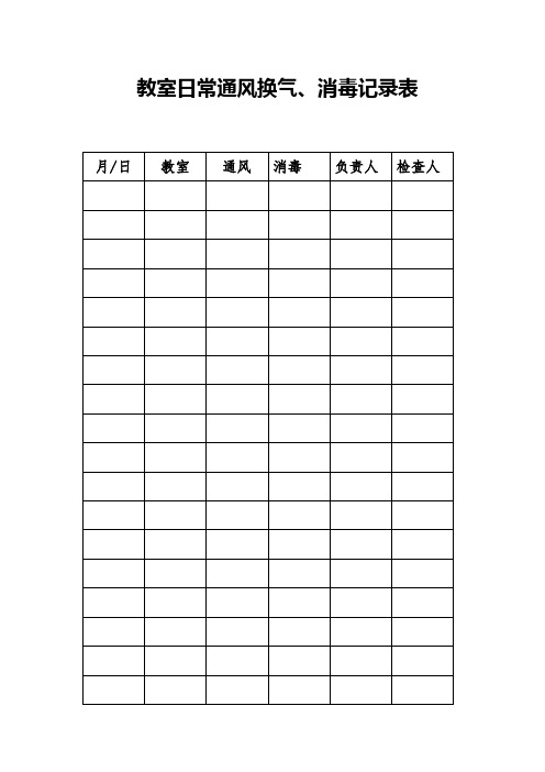 防疫隔离期间XX学校教室日常通风换气、消毒记录表