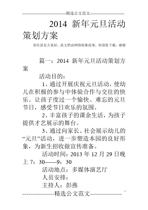2014新年元旦活动策划方案