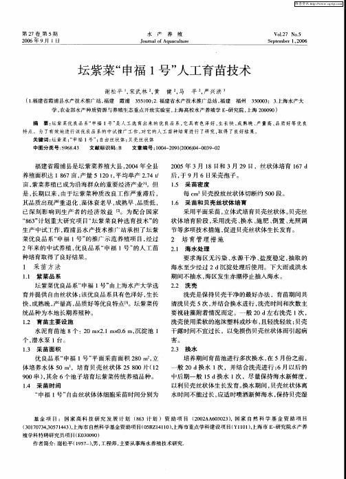 坛紫菜“申福1号”人工育苗技术