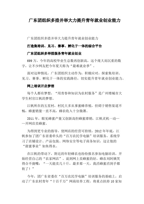 广东团组织多措并举大力提升青年就业创业能力