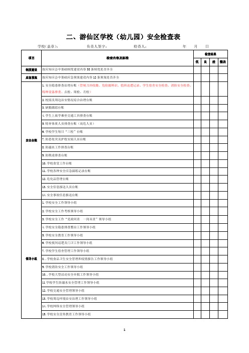 学校(幼儿园)安全检查表