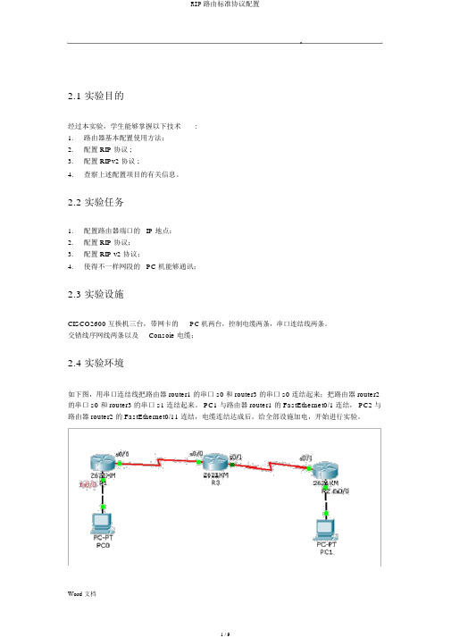 RIP路由标准协议配置