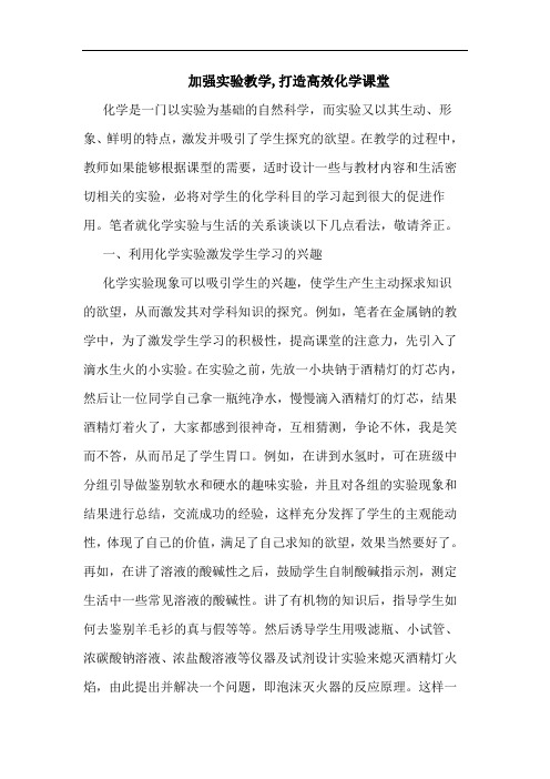 加强实验教学,打造高效化学课堂
