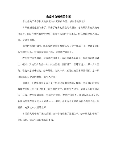 我爱洁白无暇的冬雪_小学作文