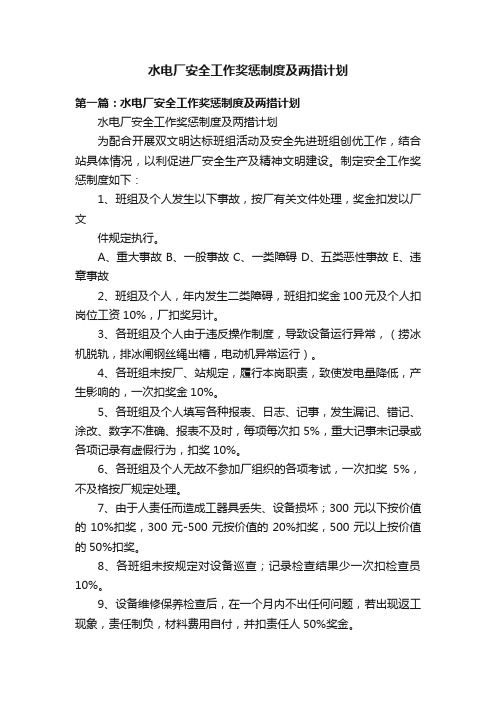 水电厂安全工作奖惩制度及两措计划
