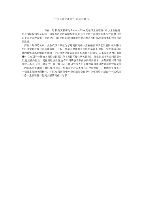 什么是商业计划书--商业计划书