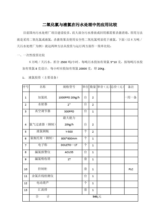 二氧化氯与液氯比较