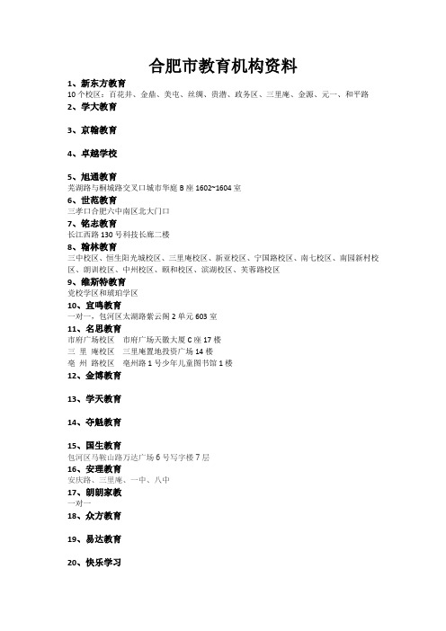 合肥教育机构资料